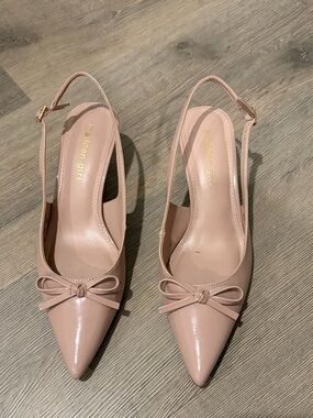 Madden Girl Blush Pink Pointed Slingback Heels with Bow